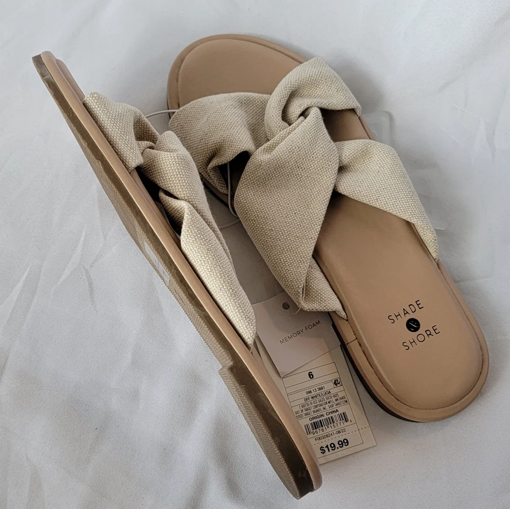 Shade & Shore Lucia Off White Slide Sandals - Picture 4 of 7